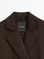 Manteau long croisé laine