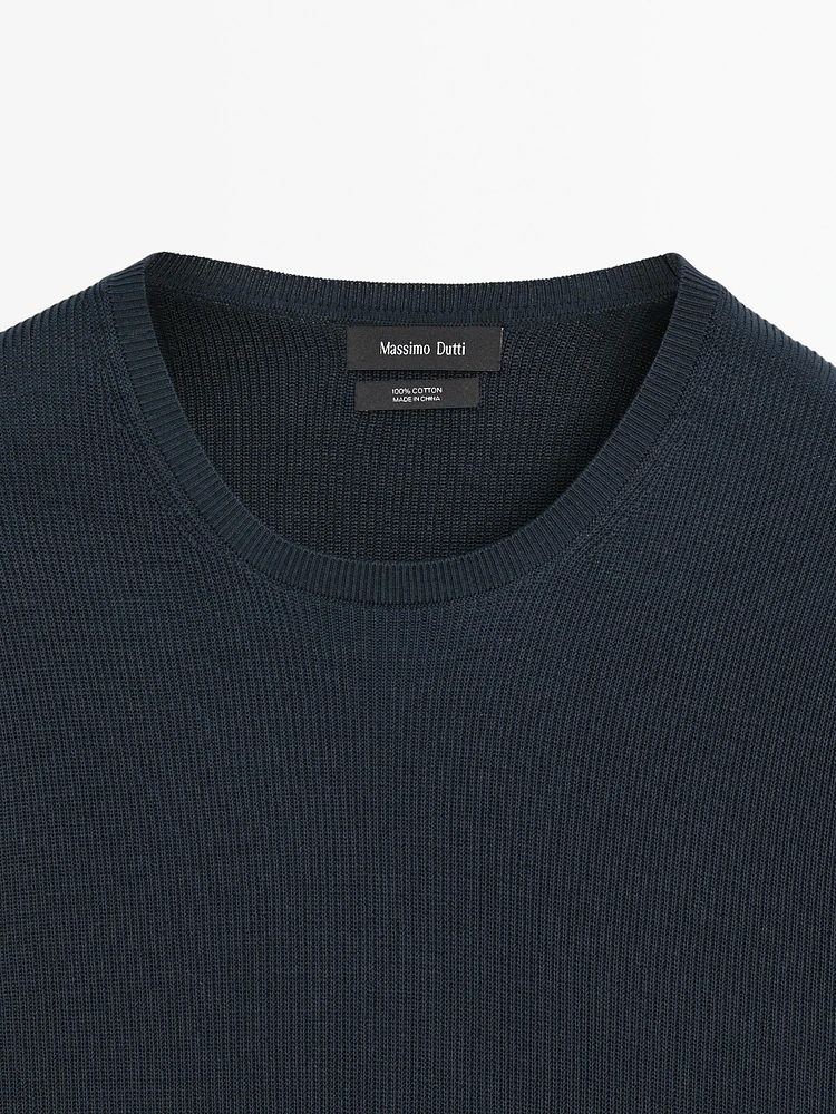 100% cotton short sleeve knit sweater