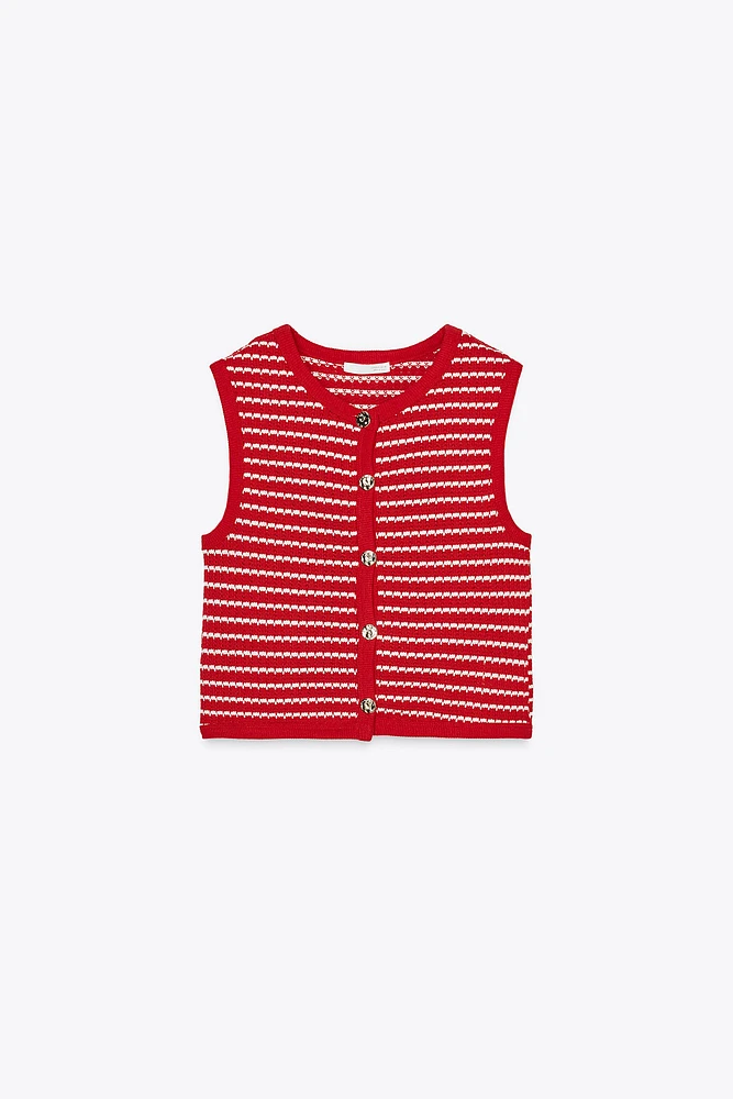 TOP GILET JACQUARD BOUTONS