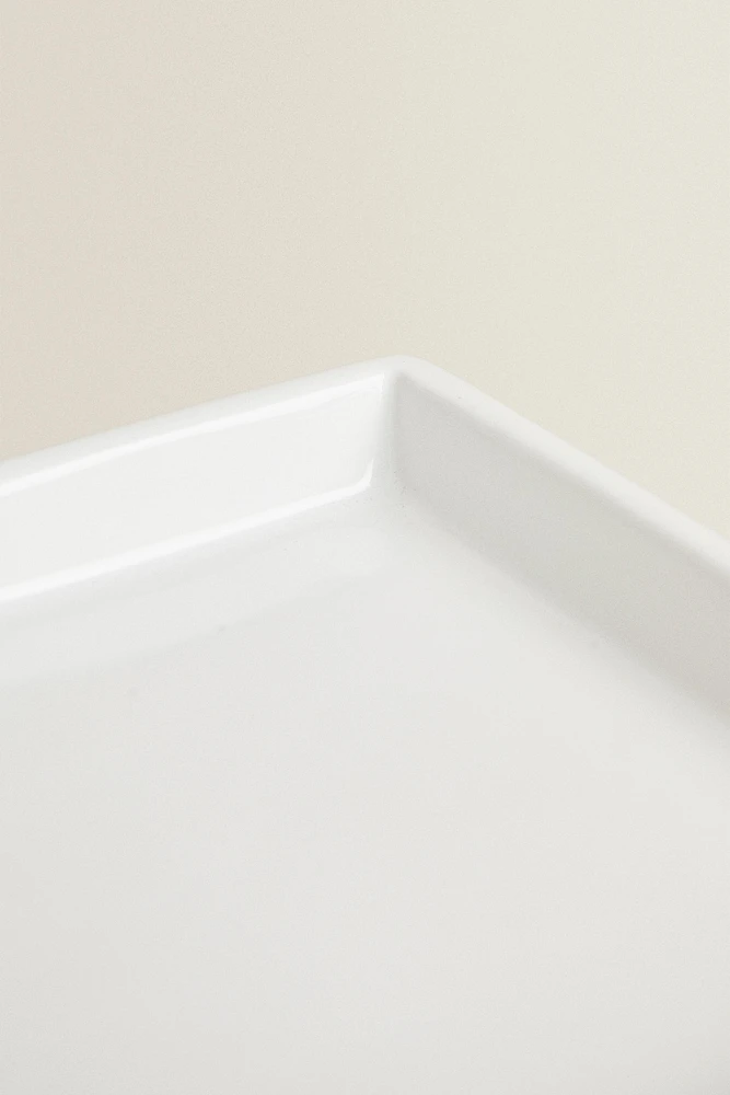 WHITE EARTHENWARE BATHROOM TRAY