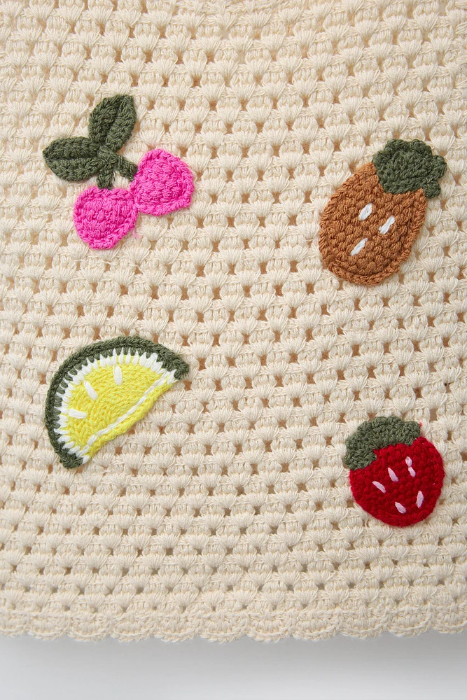 TOP EN MAILLE FRUITS AU CROCHET