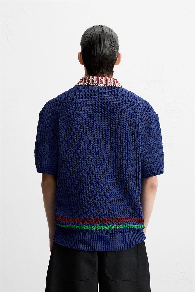 POLO EN MAILLE STRUCTURE CONTRASTE