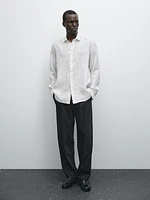 Chemise lin regular fit à carreaux