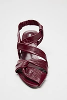 LEATHER STRAPPY HEELED SANDALS