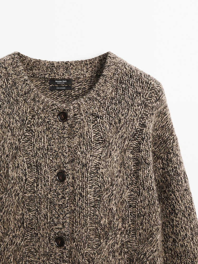 Cardigan maille moulinée 100 % cachemire