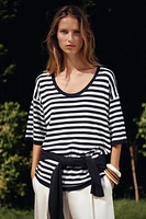 TOP OVERSIZE EN MAILLE MANCHES COURTES