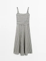 Striped flounce midi dress