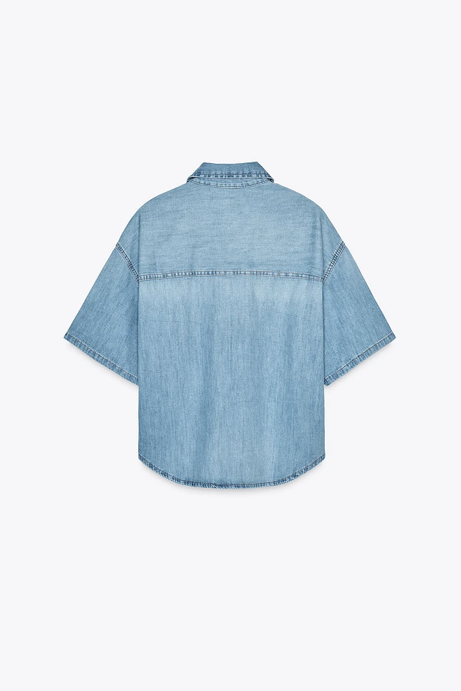 CHEMISE COURTE EN JEAN TRF