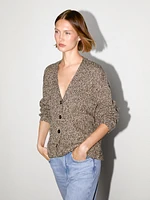 Mouliné V-neck long cardigan