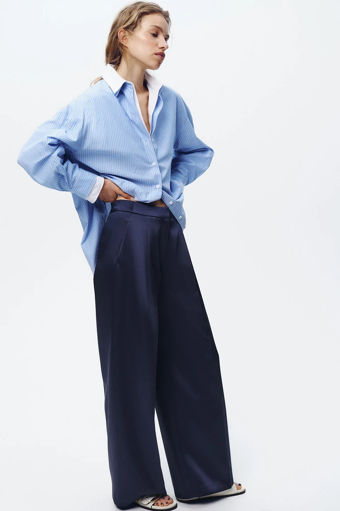 SATIN EFFECT WIDE LEG PANTS