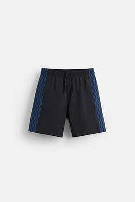LONG CHECKERED BANDS SWIMSUIT