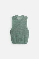 GILET SANS MANCHES EN MAILLE AJOURÉE