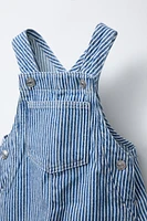 STRIPED TWILL LONG OVERALLS