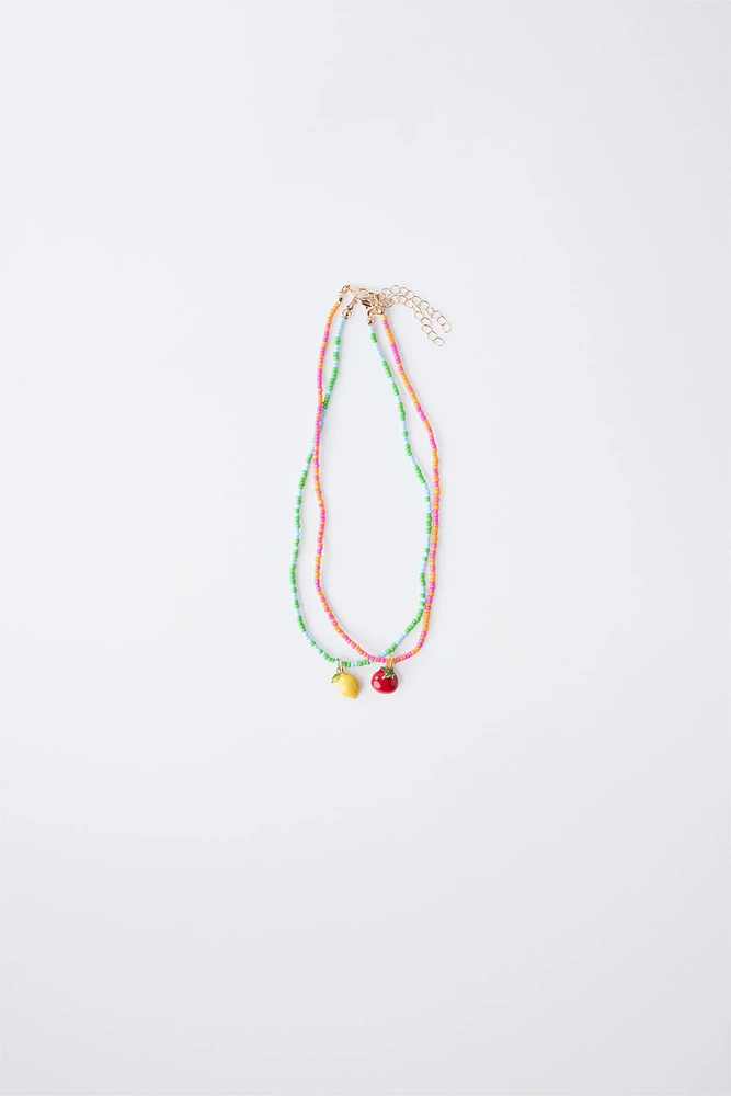 TWO-PACK OF TOMATO AND LEMON NECKLACES