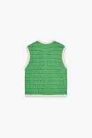 LARGE BUTTON KNIT VEST TOP