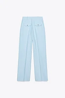 STRAIGHT LEG PANTS WITH METAL BUTTON