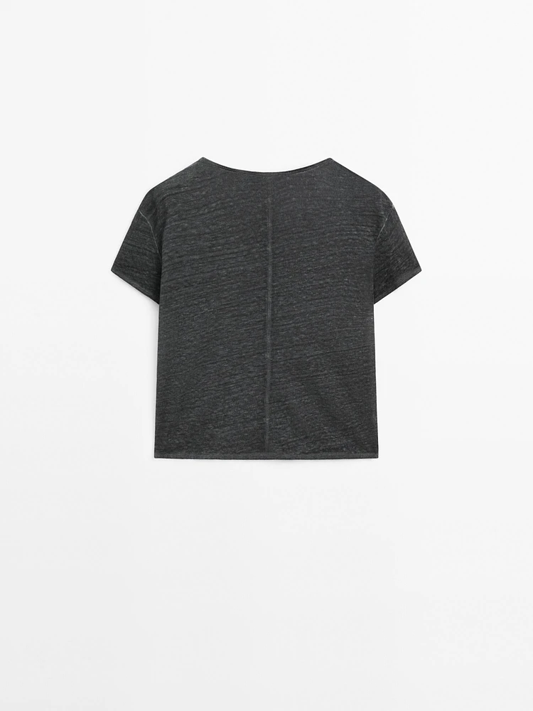 T-shirt 100 % lin à manches courtes