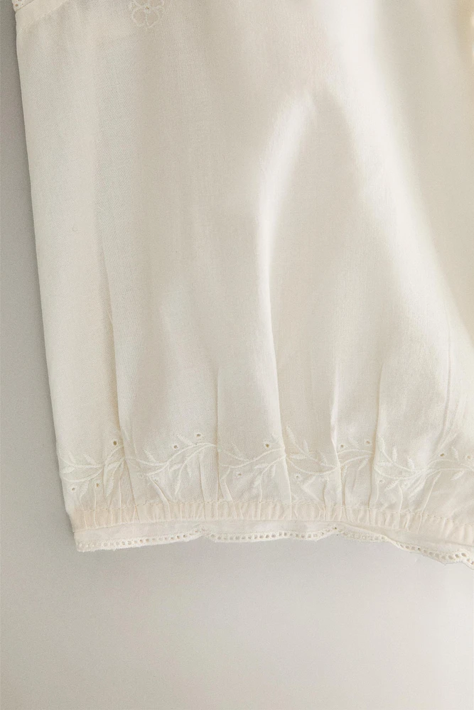 TOP COTON DENTELLE ET FRONCÉ