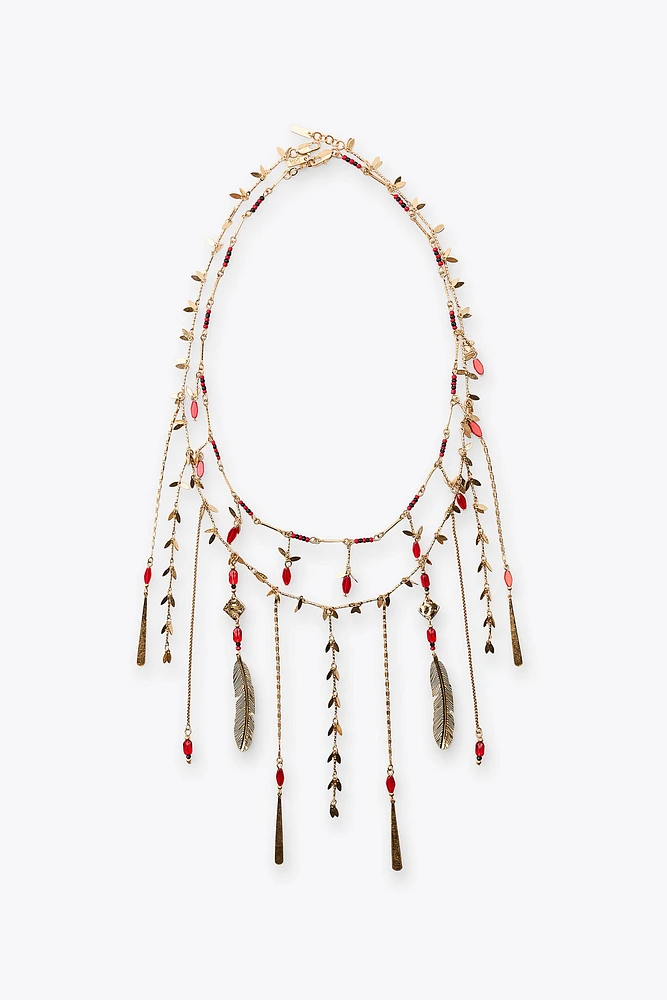 PACK OF 2 FEATHER WATERFALL NECKLACES