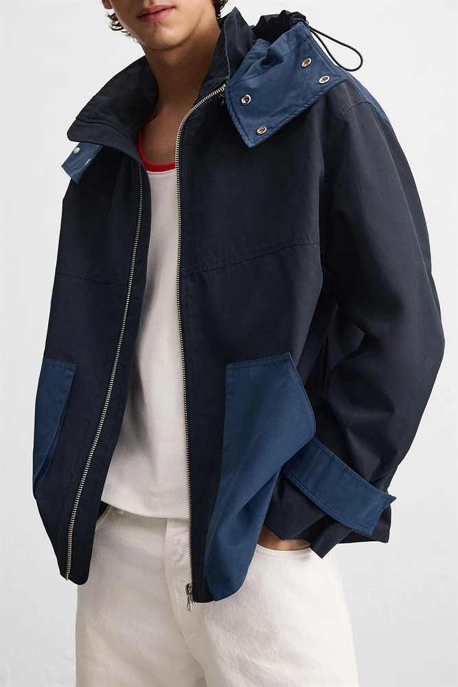 PARKA COLOR BLOCK CAPUCHE