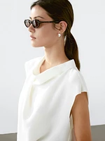 Blouse fluide à col drapé