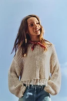PULL EN MAILLE RÉSILLE À FRANGES