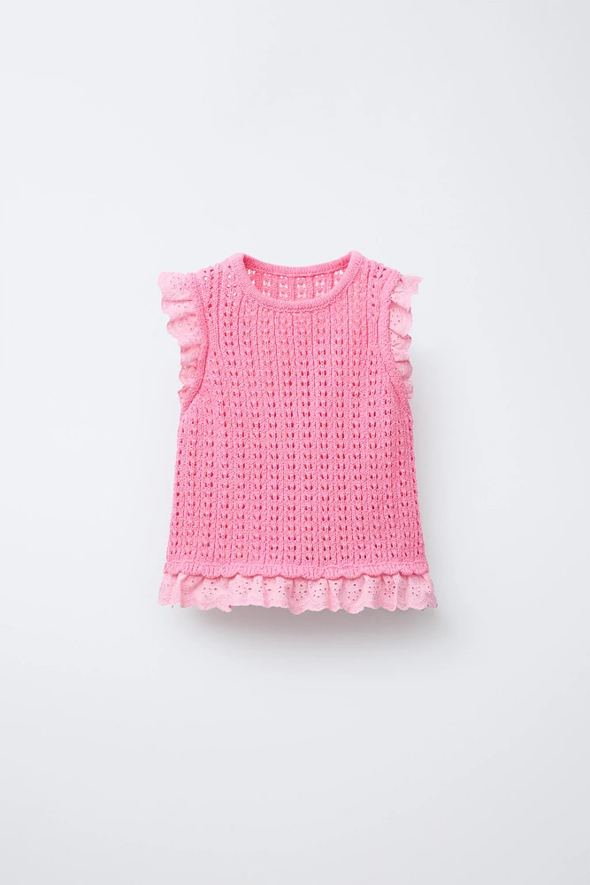 TOP EN MAILLE DENTELLE