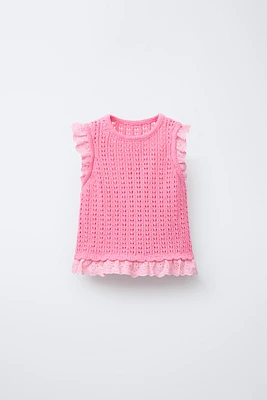 TOP EN MAILLE DENTELLE