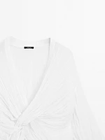 Textured shirt with knot detail