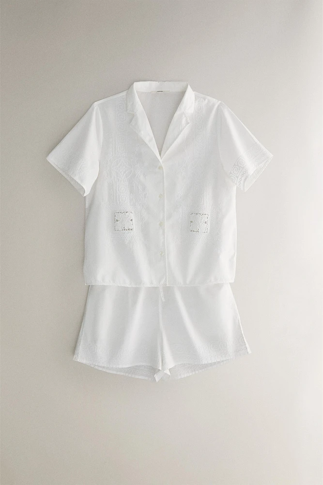 SHORT COTON BRODERIES