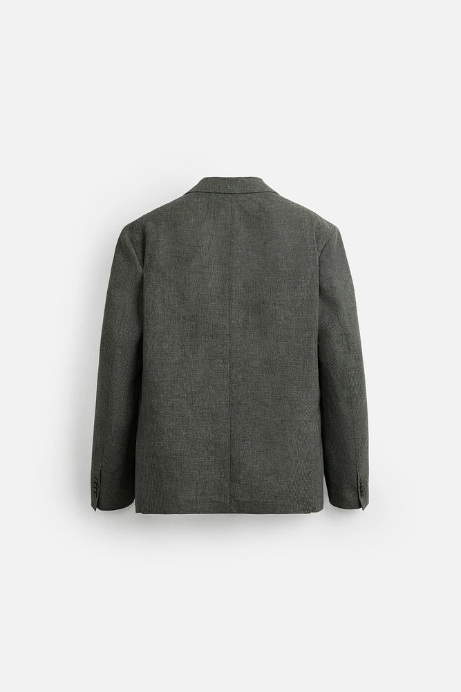 HOUNDSTOOTH LINEN BLEND SUIT JACKET