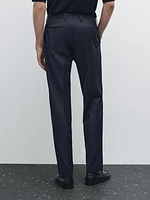 Pinstripe wool suit trousers