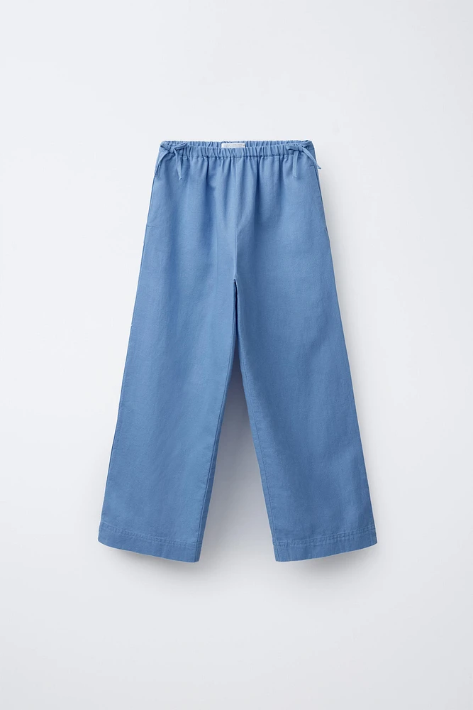 LINEN COTTON TIE PANTS