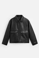 FAUX LEATHER POCKET JACKET