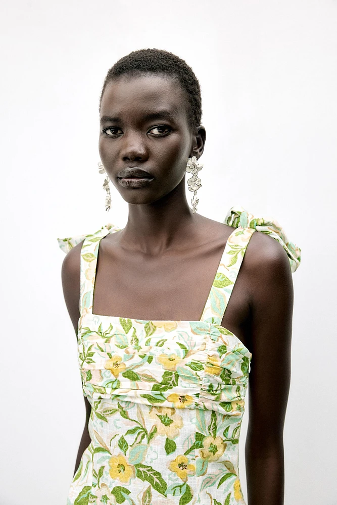 ROBE COURTE AVEC LIN IMPRIMÉ