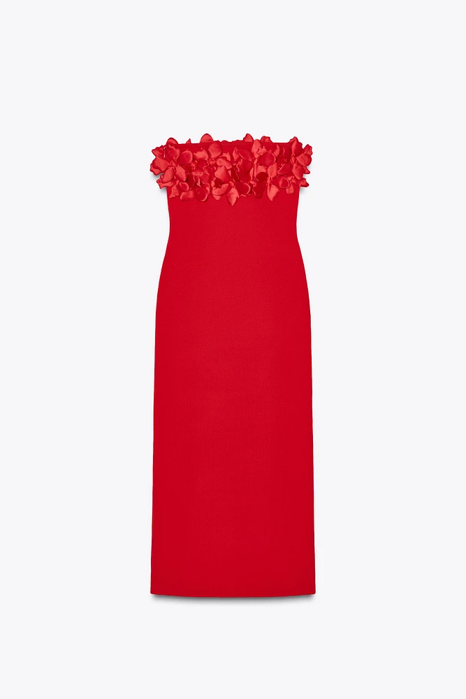 ROBE MIDI FLEURS EN MAILLE