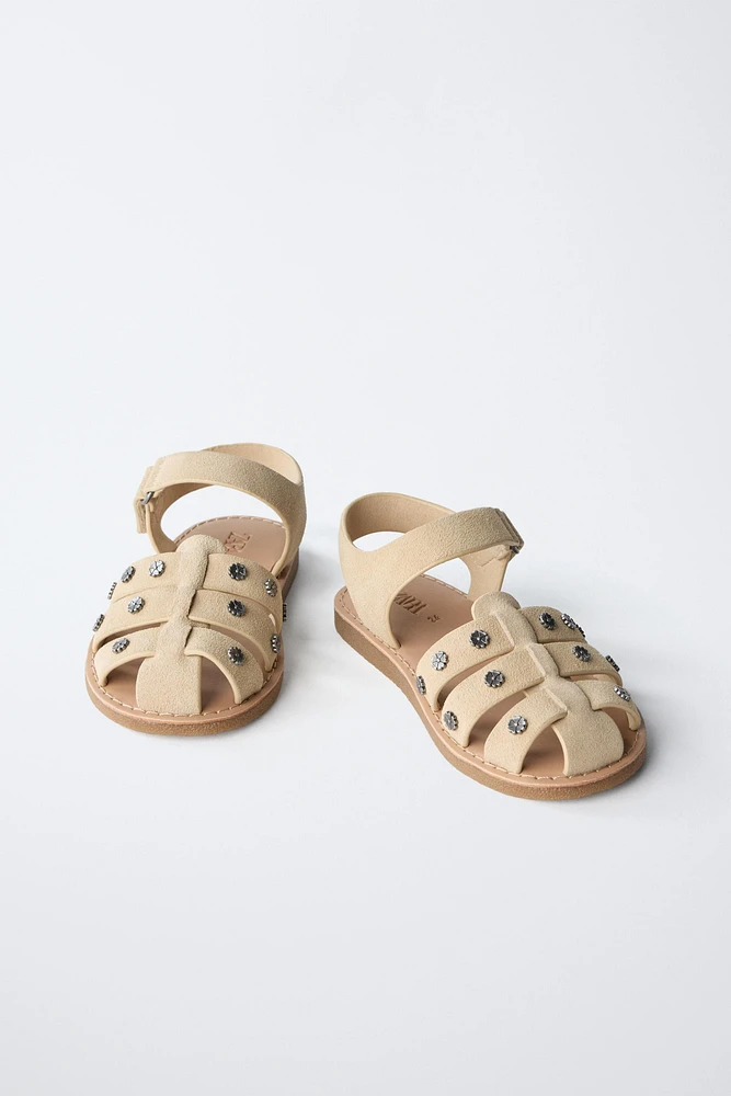 STUDDED LEATHER FISHERMAN SANDALS