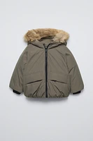 WATER REPELLENT HOODED DOWN PUFFER COAT