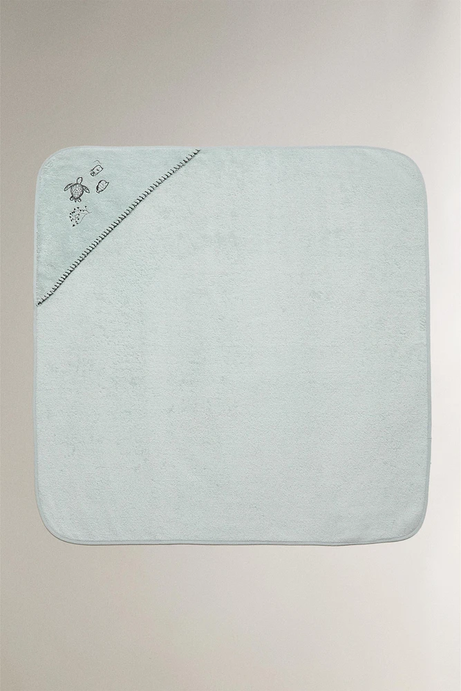 SERVIETTE DE BAIN CAPUCHE BÉBÉ TROPICAL SEA