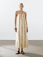 Robe midi fluide imprimé à rayures