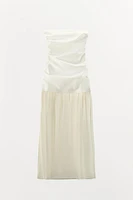 COMBINATION STRAPLESS MIDI DRESS