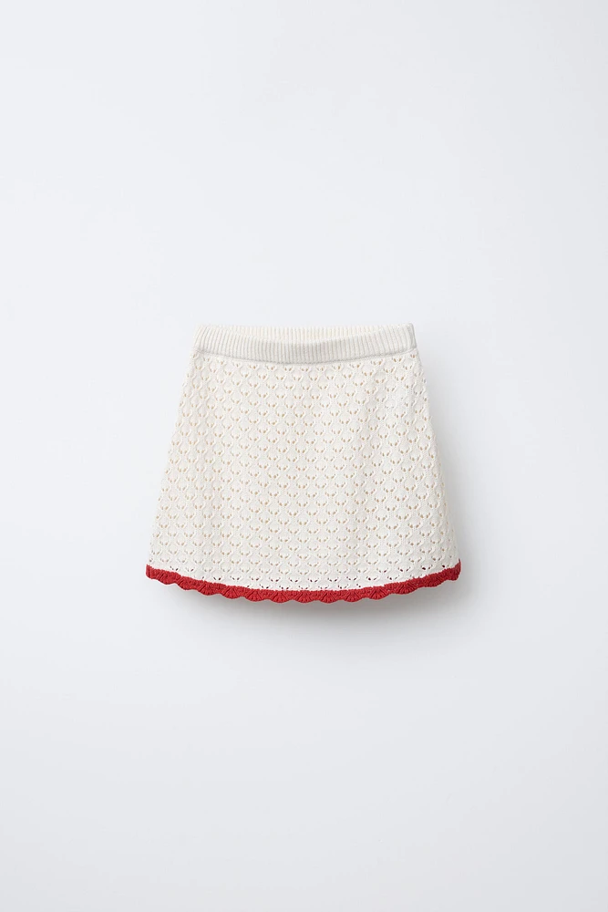 CONTRAST TRIM KNIT SKIRT