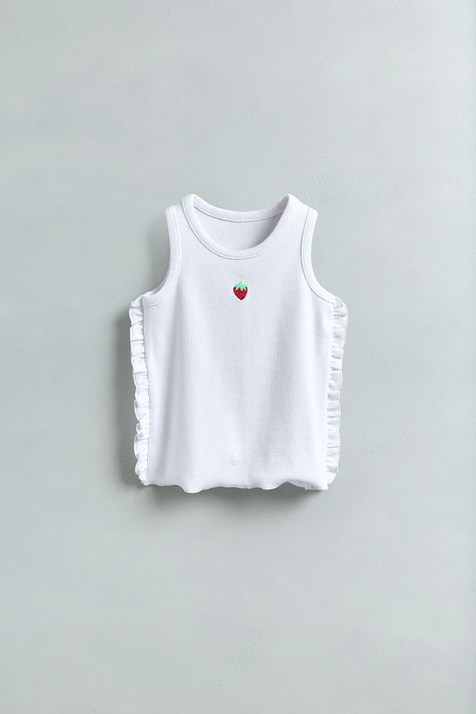 T-SHIRT RIB VOLANTS BRODÉ