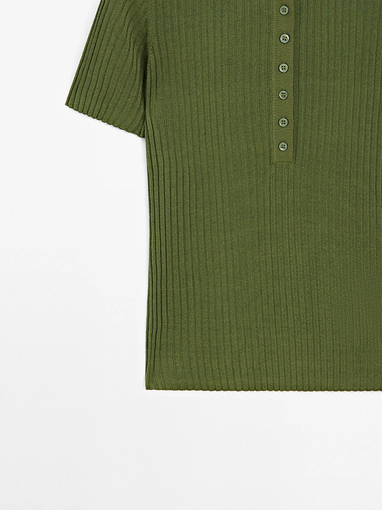 Pull polo en maille de coton