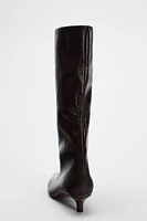 KITTEN HEEL KNEE HIGH BOOTS