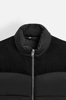 CORDUROY TRIM QUILTED JACKET