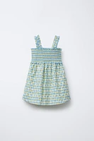 ROBE À CARREAUX VICHY ET FLEURS