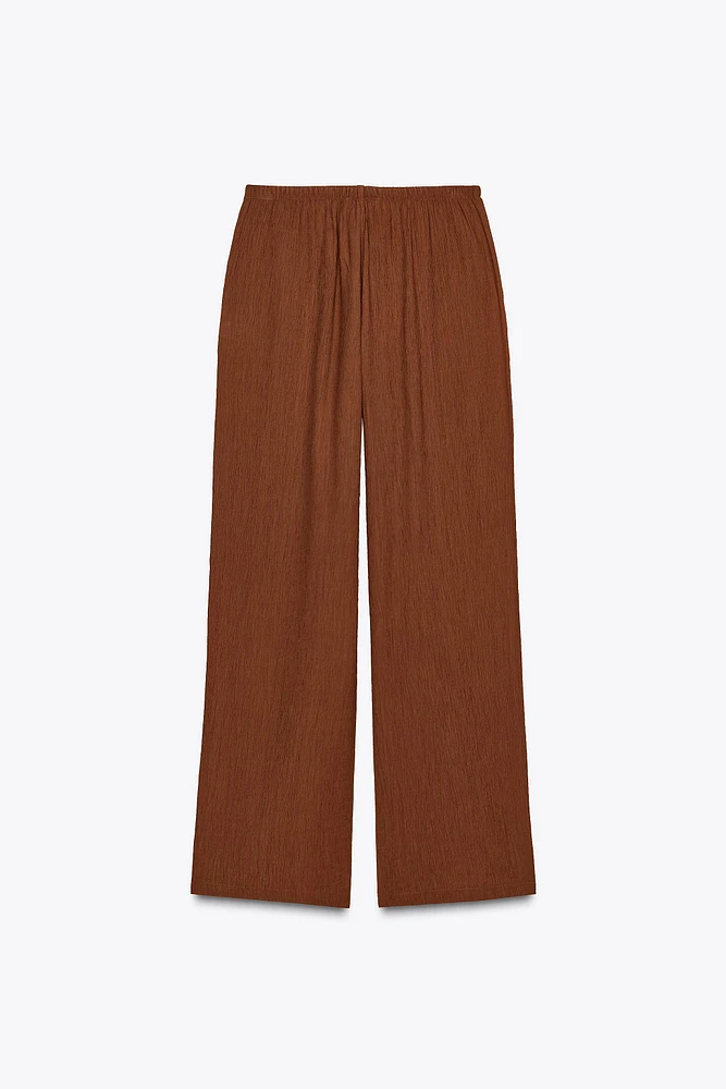 ELASTIC WAIST WIDE LEG PANTS