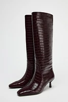 THIN HEEL EMBOSSED BOOTS