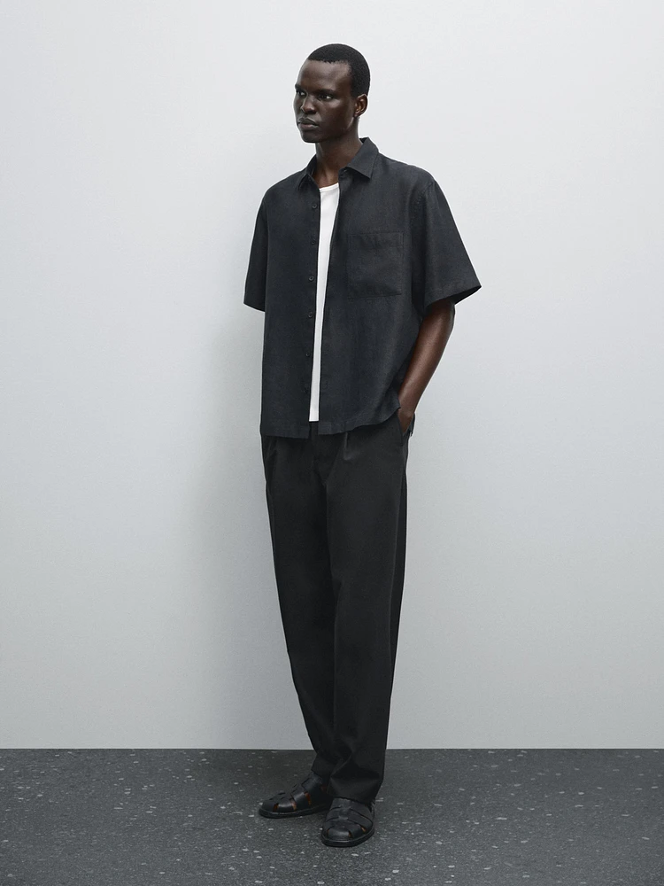 100% linen short sleeve shirt